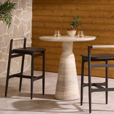 Four Hands Baden Outdoor Metal Stool - Vintage White - Bar