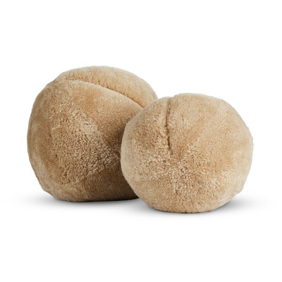 Four Hands Balle Pillow - Tan Shorn Shearling - Set of 2 - 12.5" diam, 10" diam