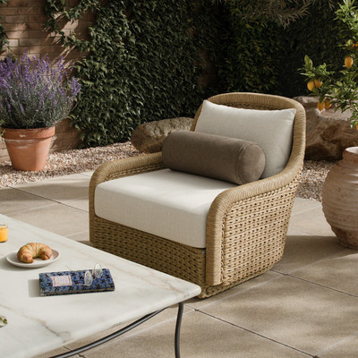Four Hands Bellage Outdoor Swivel Chair - Vergo Cream