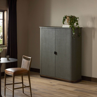 Four Hands Berlin Cabinet - Dark Green Lacquered Linen