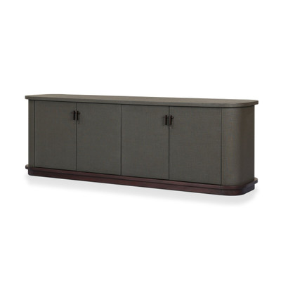 Four Hands Berlin Media Console - Dark Green Lacquered Linen