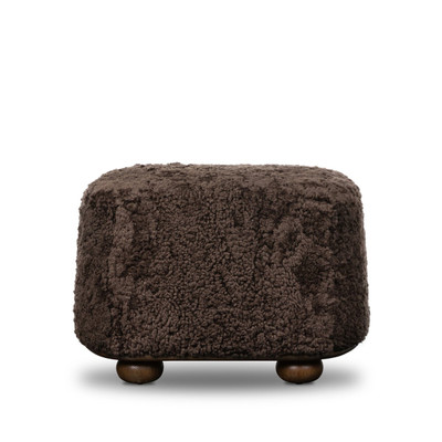 Four Hands Bilbury Oval Ottoman - Cocoa Shearling