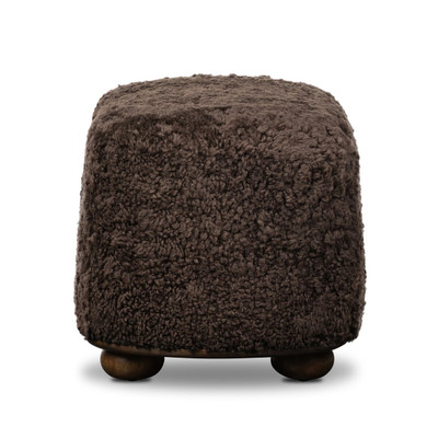 Four Hands Bilbury Oval Ottoman - Cocoa Shearling