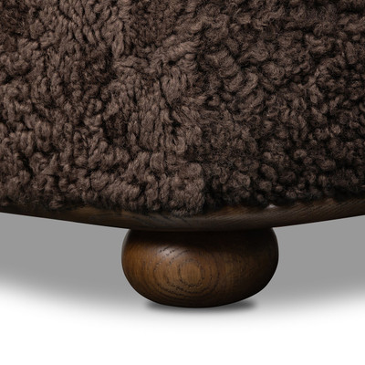 Four Hands Bilbury Oval Ottoman - Cocoa Shearling