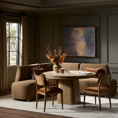 Four Hands Clemence Dining Banquette L Shape 88.5" - Crypton Nomad Mushroom