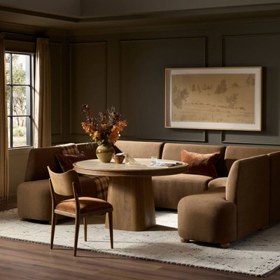 Four Hands Clemence Dining Banquette U Shape 117.5" - Crypton Nomad Mushroom