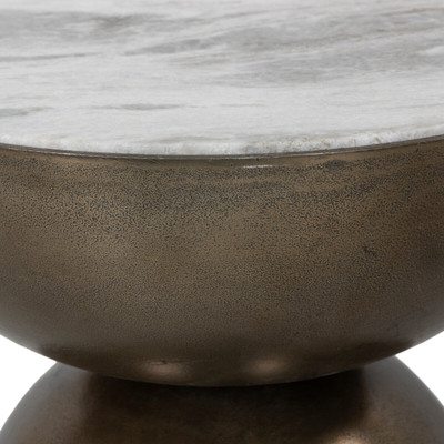 Four Hands Corbett End Table - Creamy Taupe Marble NEW