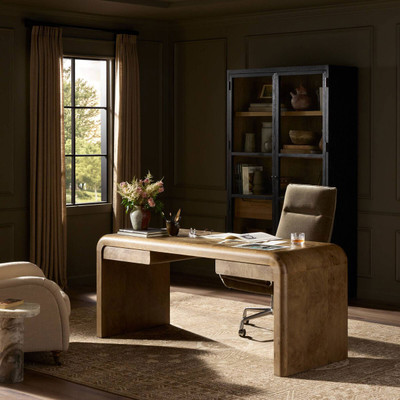 Four Hands Daven Desk - Rye Medium Burl Oak Veneer