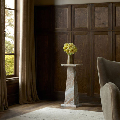 Four Hands Ellric Pedestal 30" - Beige Marble