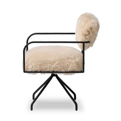 Four Hands Fenn Desk Chair - Champagne Mongolian Fur