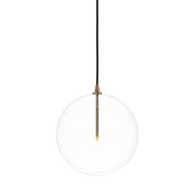 Four Hands Glass Globe 300 Pendant - Heritage Bronze Brass - Clear Glass