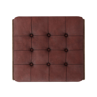 Four Hands Halston Ottoman - Nubuck Burgundy