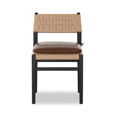 Four Hands Hamlin Dining Chair with Cushion - Havana Brown - Distressed Black Ash