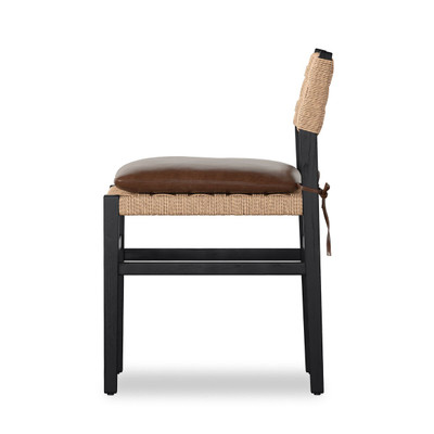 Four Hands Hamlin Dining Chair with Cushion - Havana Brown - Distressed Black Ash