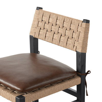 Four Hands Hamlin Dining Chair with Cushion - Havana Brown - Distressed Black Ash