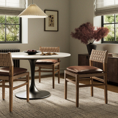 Four Hands Hamlin Dining Chair with Cushion - Havana Brown - Toasted Ash Solid