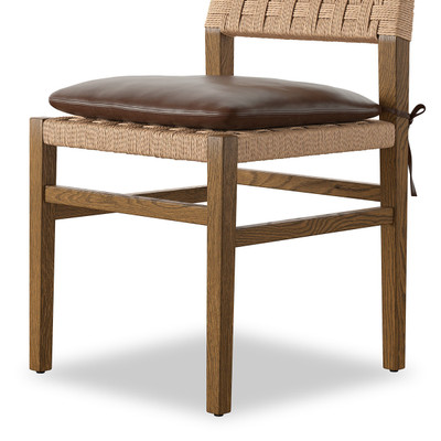 Four Hands Hamlin Dining Chair with Cushion - Havana Brown - Toasted Ash Solid