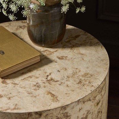 Four Hands Hudson Round End Table - Bark Paper