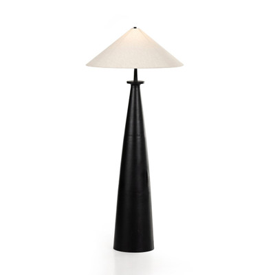 Four Hands Innes Tapered Shade Floor Lamp - Matte Black Cast Aluminum
