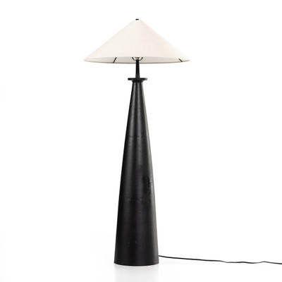 Four Hands Innes Tapered Shade Floor Lamp - Matte Black Cast Aluminum