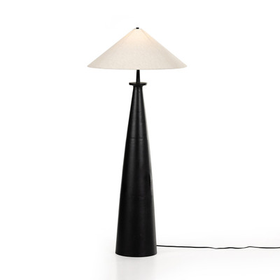 Four Hands Innes Tapered Shade Floor Lamp - Matte Black Cast Aluminum