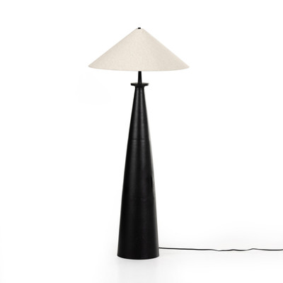Four Hands Innes Tapered Shade Floor Lamp - Matte Black Cast Aluminum