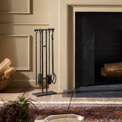 Four Hands Jetta Fire Poker - Hammered Black Iron