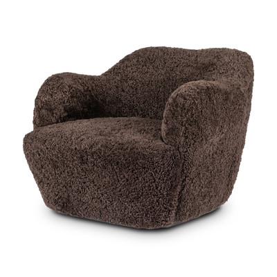Four Hands Julius Swivel Chair - Cocoa Shearling