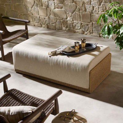 Four Hands Manning Outdoor Ottoman - Alessi Buff