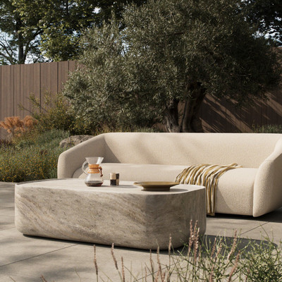 Four Hands Manor Outdoor Coffee Table - Textured Sandy Grey