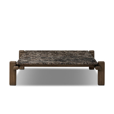 Four Hands Marcia Square Marble Coffee Table - Brown Emperador Marble
