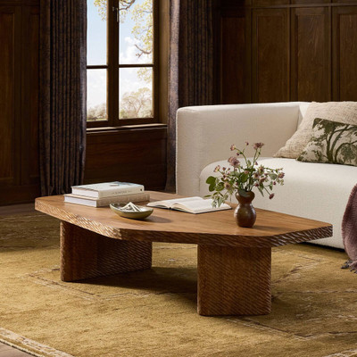 Four Hands Nella Coffee Table - Carved Warm Mango