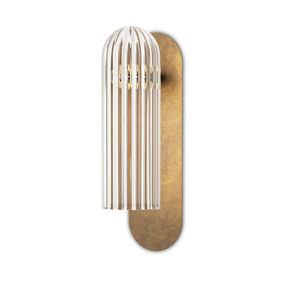 Four Hands Odyssey LG Sconce - Heritage Bronze Brass - Large - Clear Ribbon Glass