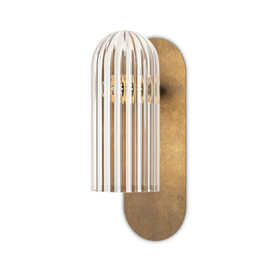 Four Hands Odyssey MD Sconce - Heritage Bronze Brass - Medium - Clear Ribbon Glass