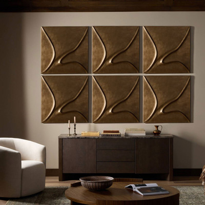Four Hands Ozias Metal Wall Panel Set of 6 - Smooth Golden