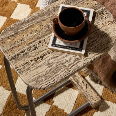 Four Hands Pixie End Table - Grey Stripe Travertine