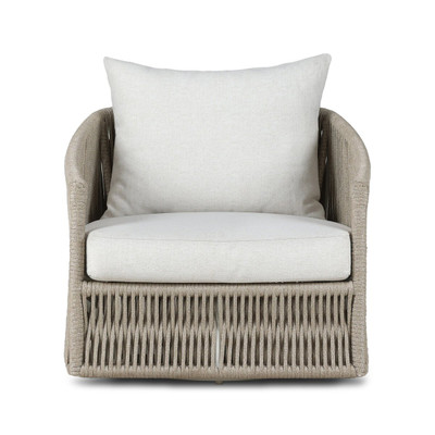 Four Hands Porto Outdoor Swivel Chair - White Aluminum