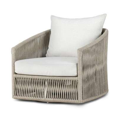 Four Hands Porto Outdoor Swivel Chair - White Aluminum