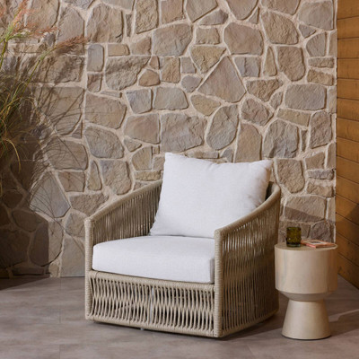 Four Hands Porto Outdoor Swivel Chair - White Aluminum