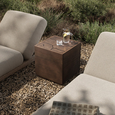 Four Hands Ridge Outdoor Square End Table - Stained Saddle Brown