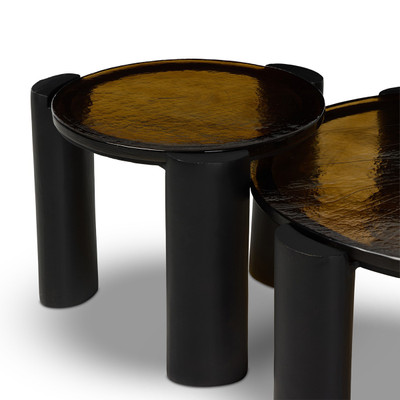 Four Hands Rover Nesting Table - Amber Cast Glass