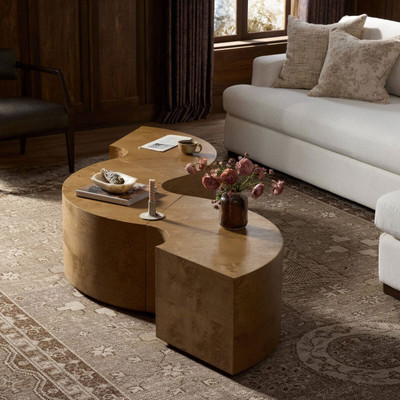 Four Hands Rue Coffee Table - Barley Medium Burl Oak