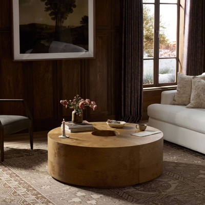 Four Hands Rue Coffee Table - Barley Medium Burl Oak