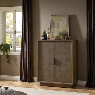 Four Hands Salta Bar Cabinet - Brown Oak Thin Oyster