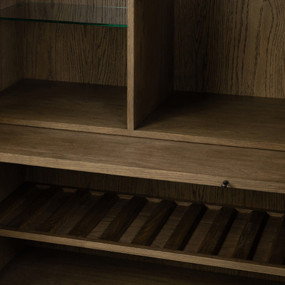 Four Hands Salta Bar Cabinet - Brown Oak Thin Oyster