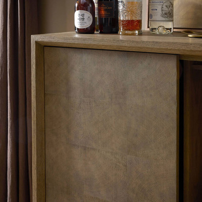Four Hands Salta Bar Cabinet - Brown Oak Thin Oyster