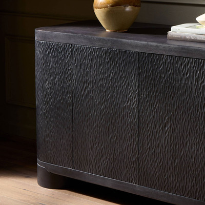 Four Hands Shevall Sideboard - Carved Black Mango
