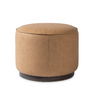 Four Hands Sinclair Round Ottoman - Maestro Camel