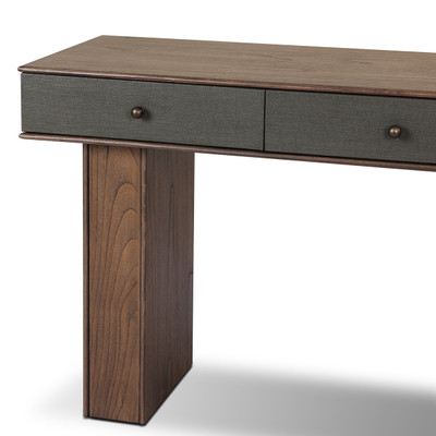 Four Hands Soloman Console Table - Dark Green Lacquered Linen