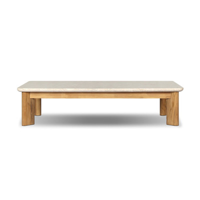 Four Hands Sterling Outdoor Stone Coffee Table - Golden Teak